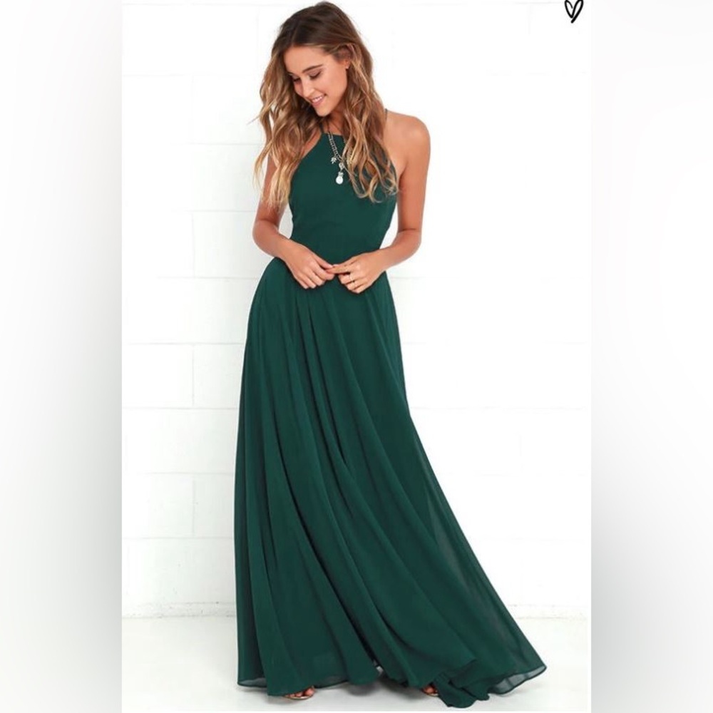 Lulus Dark Green Maxi Dress Size M